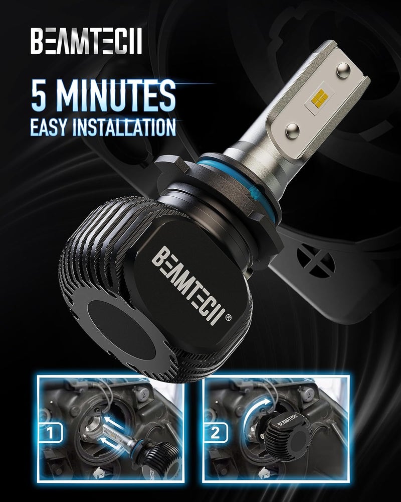 BEAMTECH 9006/HB4 Bulbs, S1 Series Fanless Fog Light 300% Brighter 6500K Xenon White, 2 Bulbs - Image 4